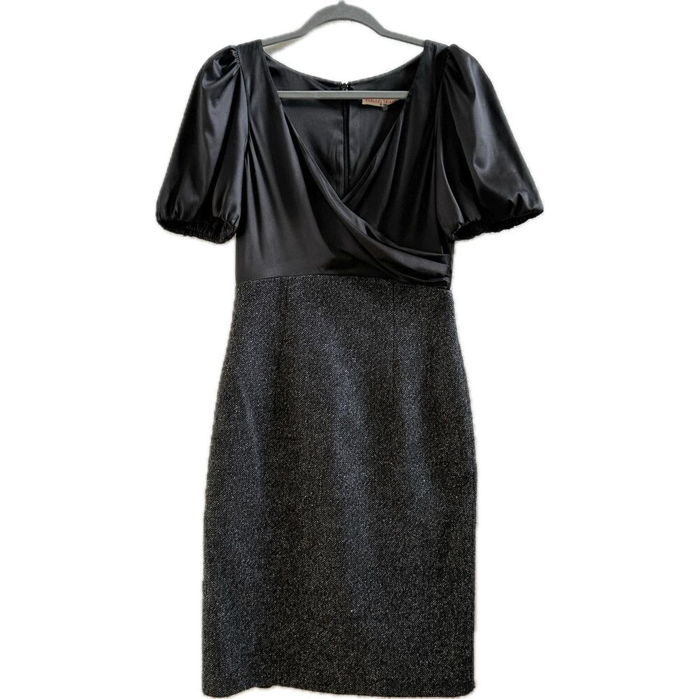 Rebecca Taylor Silk Wool Tweed Sheath Dress Black Size 6
